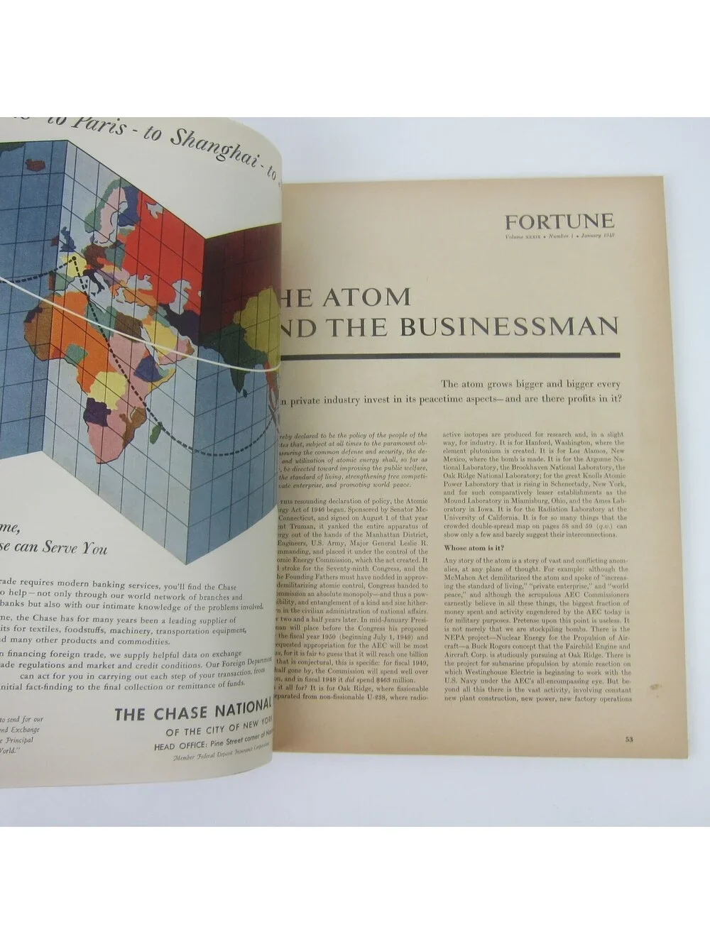 Vintage FORTUNE Magazine January 1949 Arthur Lidov Cover Seagrams Cunard Ads